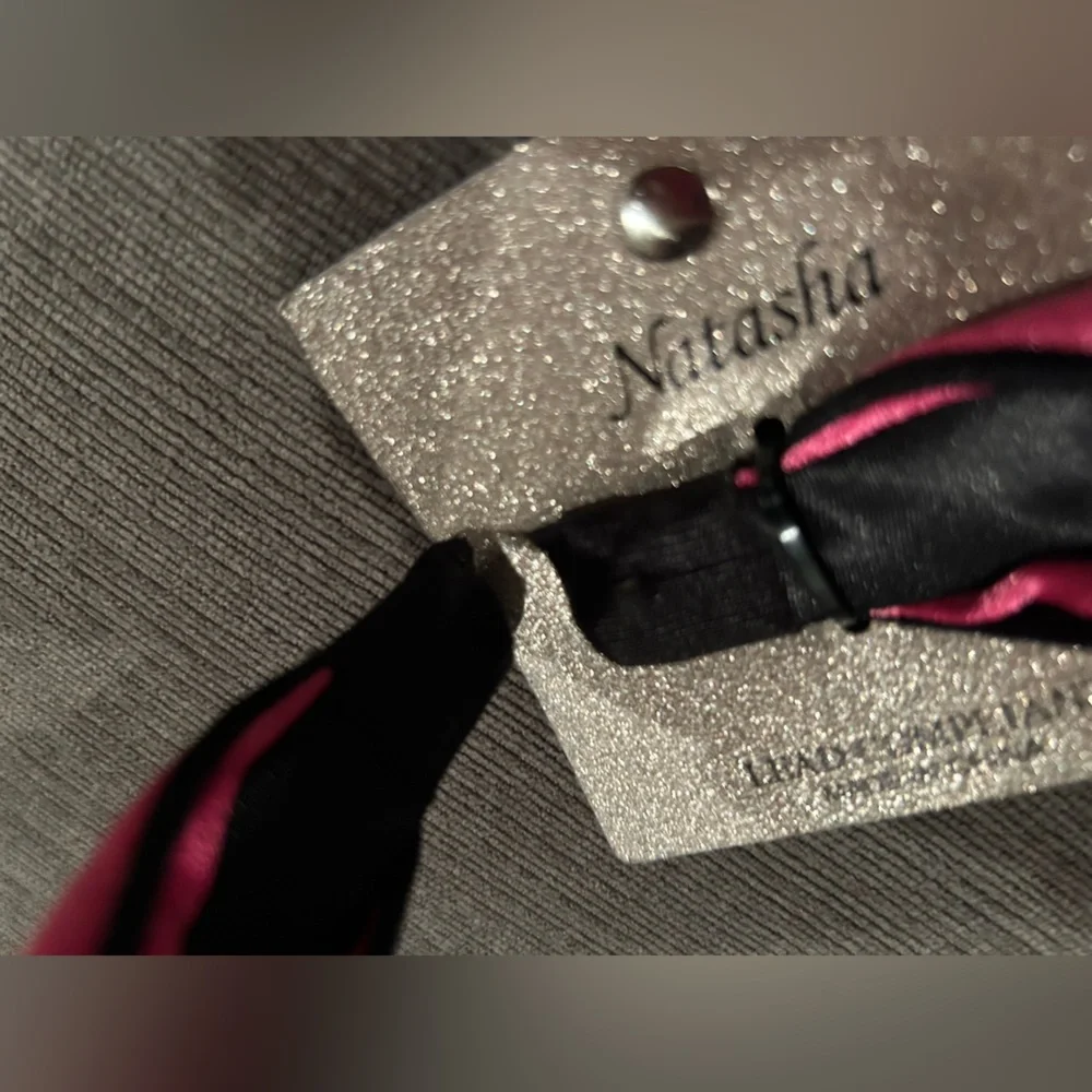 Natasha Pink Black Silk-Satin Knotted Headband
